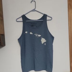 Blue Sleeveless Tank Top with Hawaiian Islands Graphic